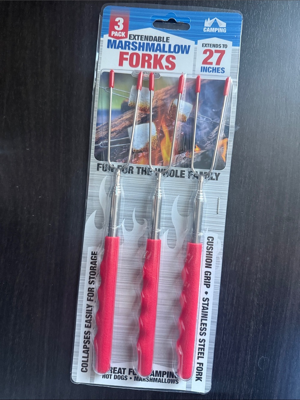 Roasting Extendable Marshmallow Hot Dog Forks Extend to 27 inches Pack of 3